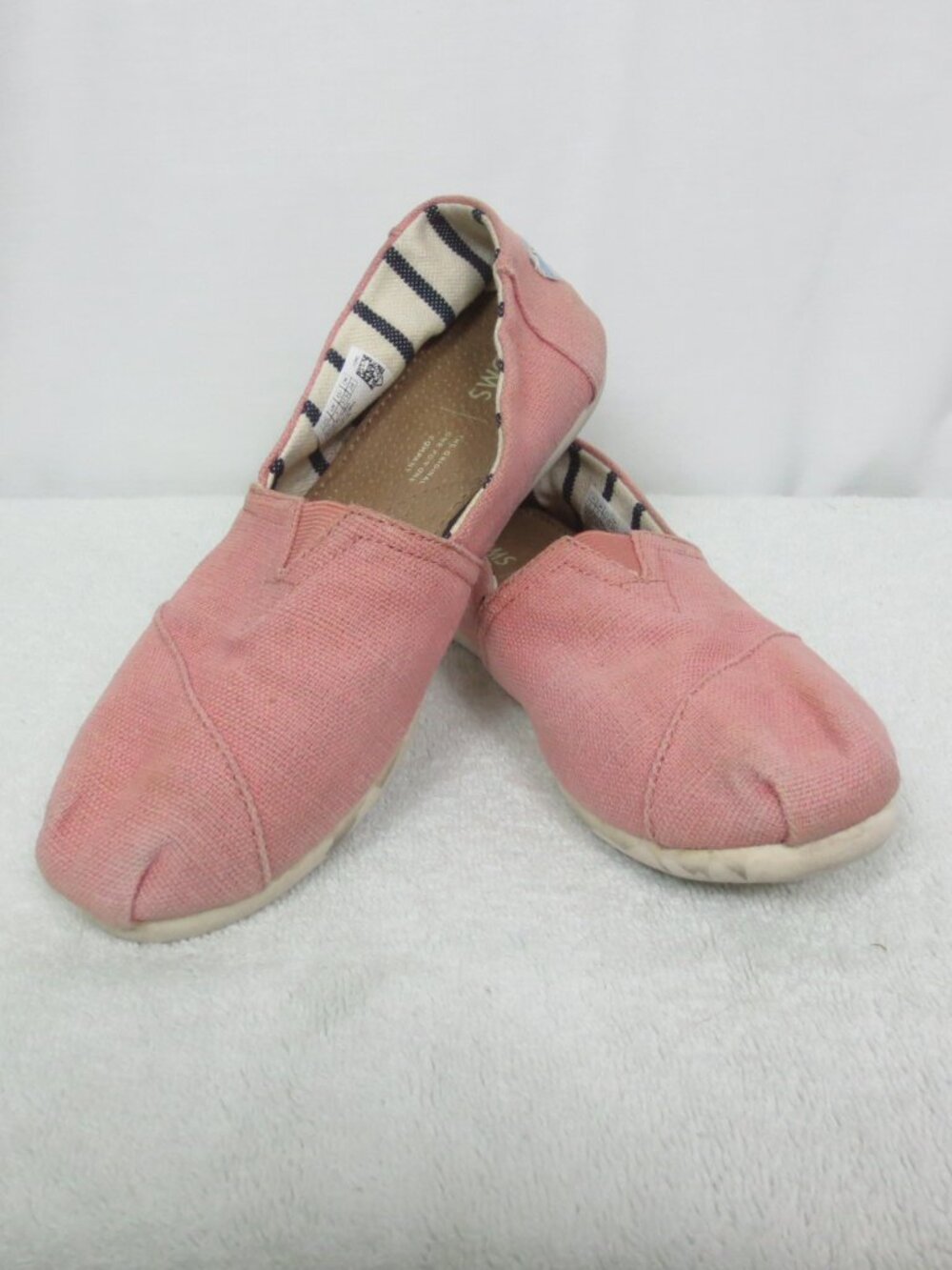 Toms Alpargata Shoes Pink White Cotton Canvas Casual Comfy Ballet Flats Size 7